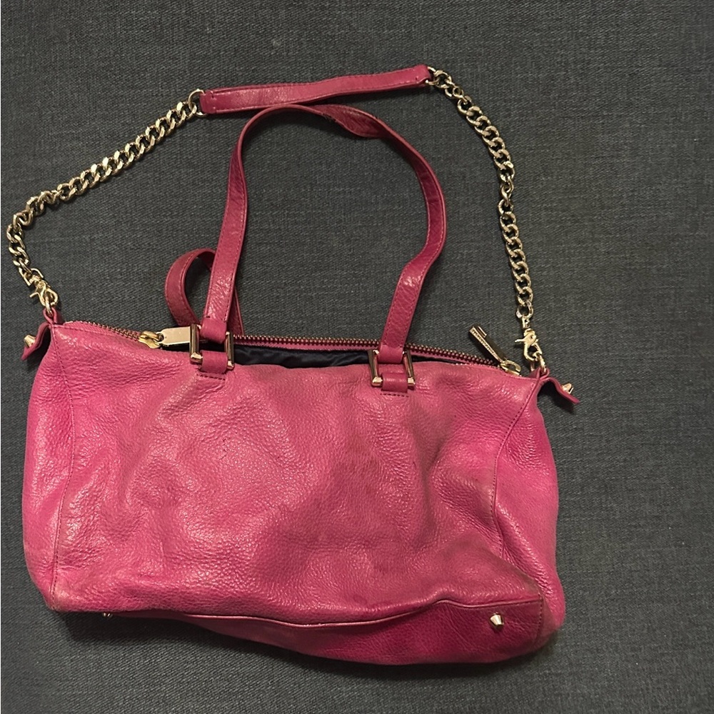 Juicy Couture Pink Leather Shoulder Bag with Gold Chain